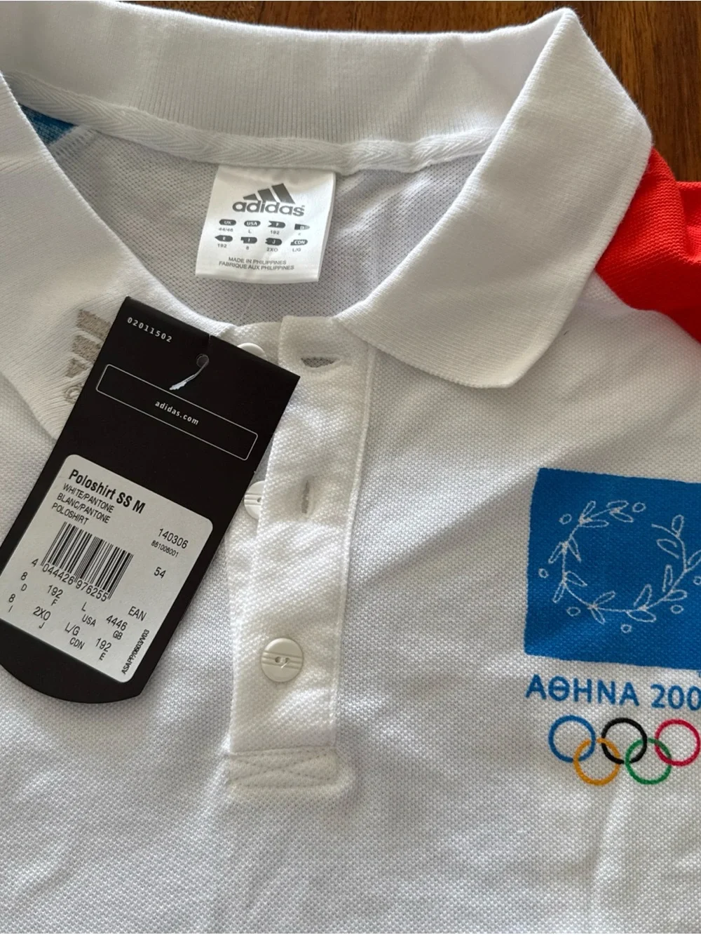 White Multicolor Athens 2004 Olympic Polo Shirt NWT